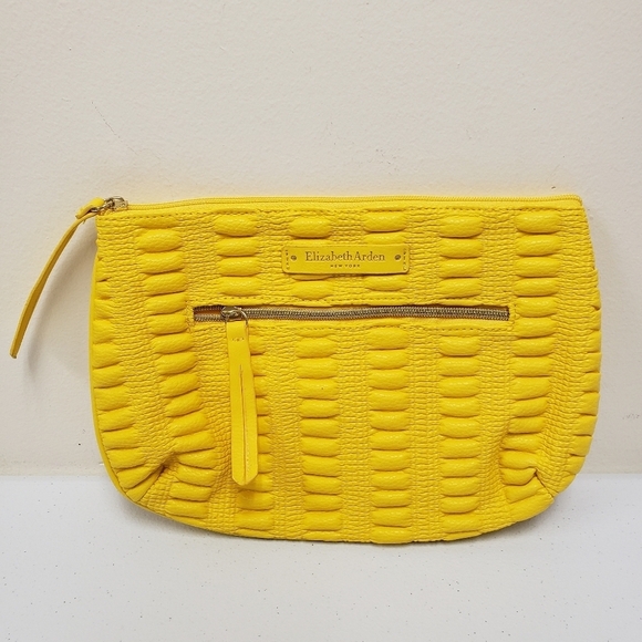 Elizabeth Arden Handbags - Elizabeth Arden Yellow Cosmetic Zippered Makeup Bag